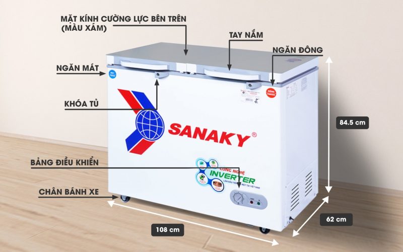 Tủ đông mát Sanaky 195 Lít vh-2599W1